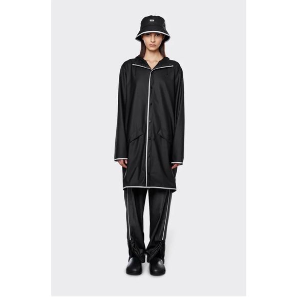 Rains Unisex Waterproof Long Reflective Jacket in Black Size L - Picture 1 of 12